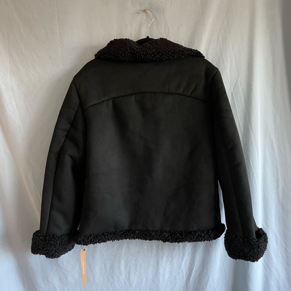 Reformation Shearling Jacket Coat Black - Picture 3 of 6